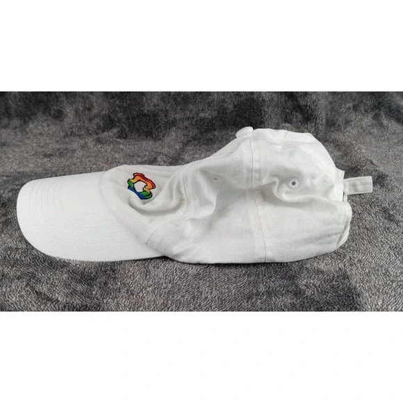 Disney Parks Rainbow Heart Hands Baseball Cap White Adjustable Strap Cotton - Picture 4 of 8